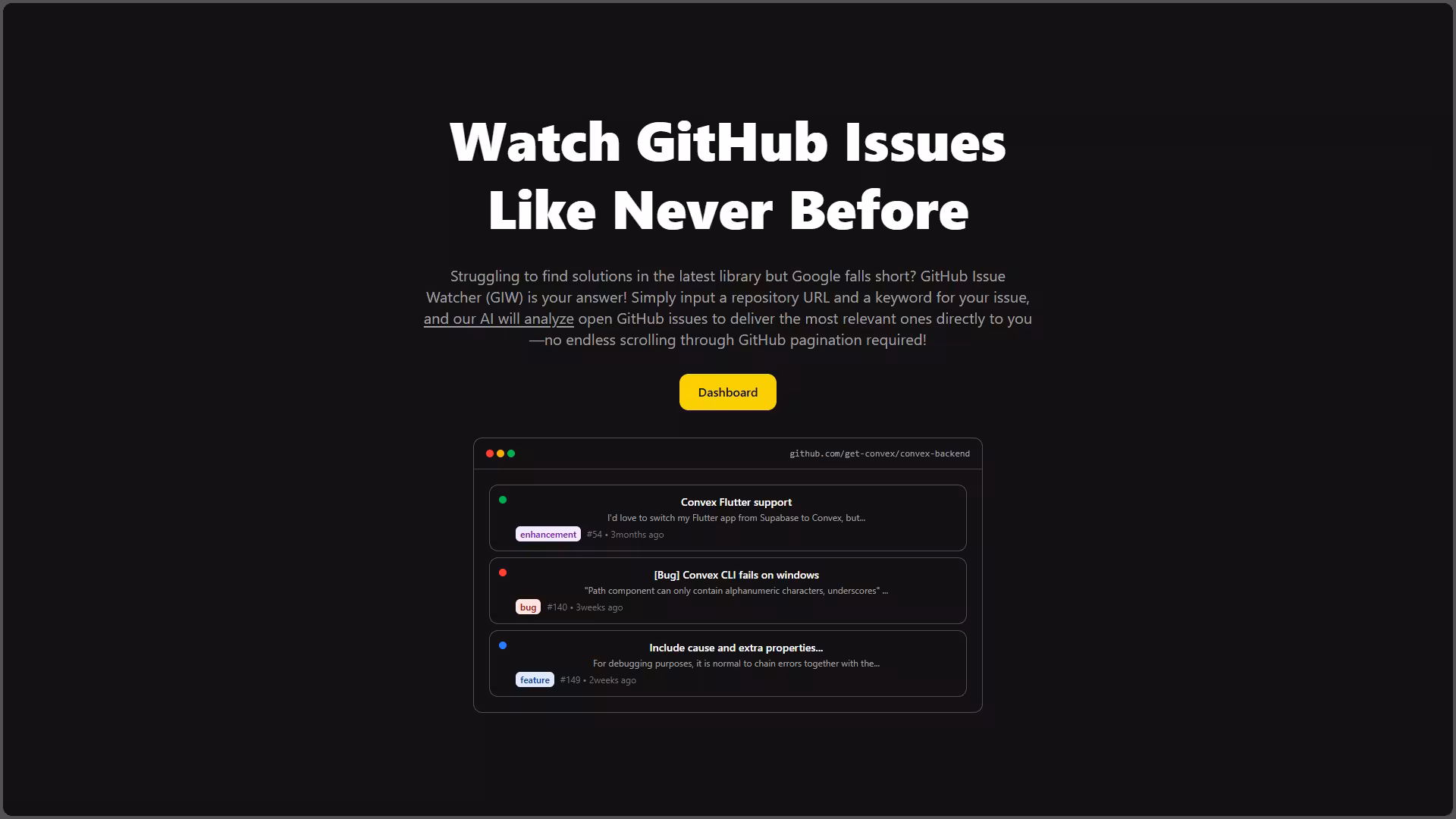 GitHub Issue Watcher Dashboard